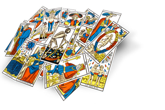 picture of tarot cards piled on top of one another